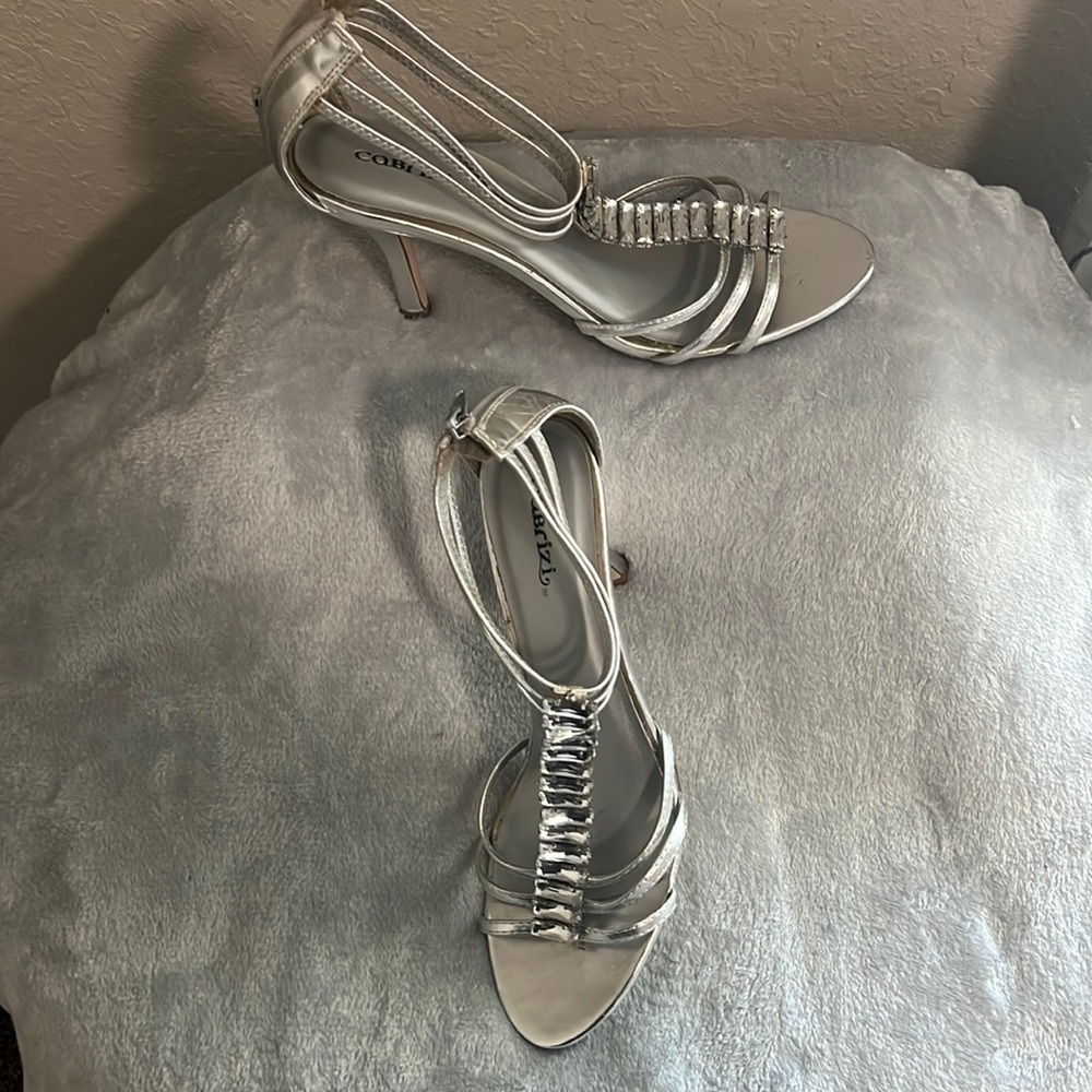 Formal wear silver heels worn only once and in good condition
